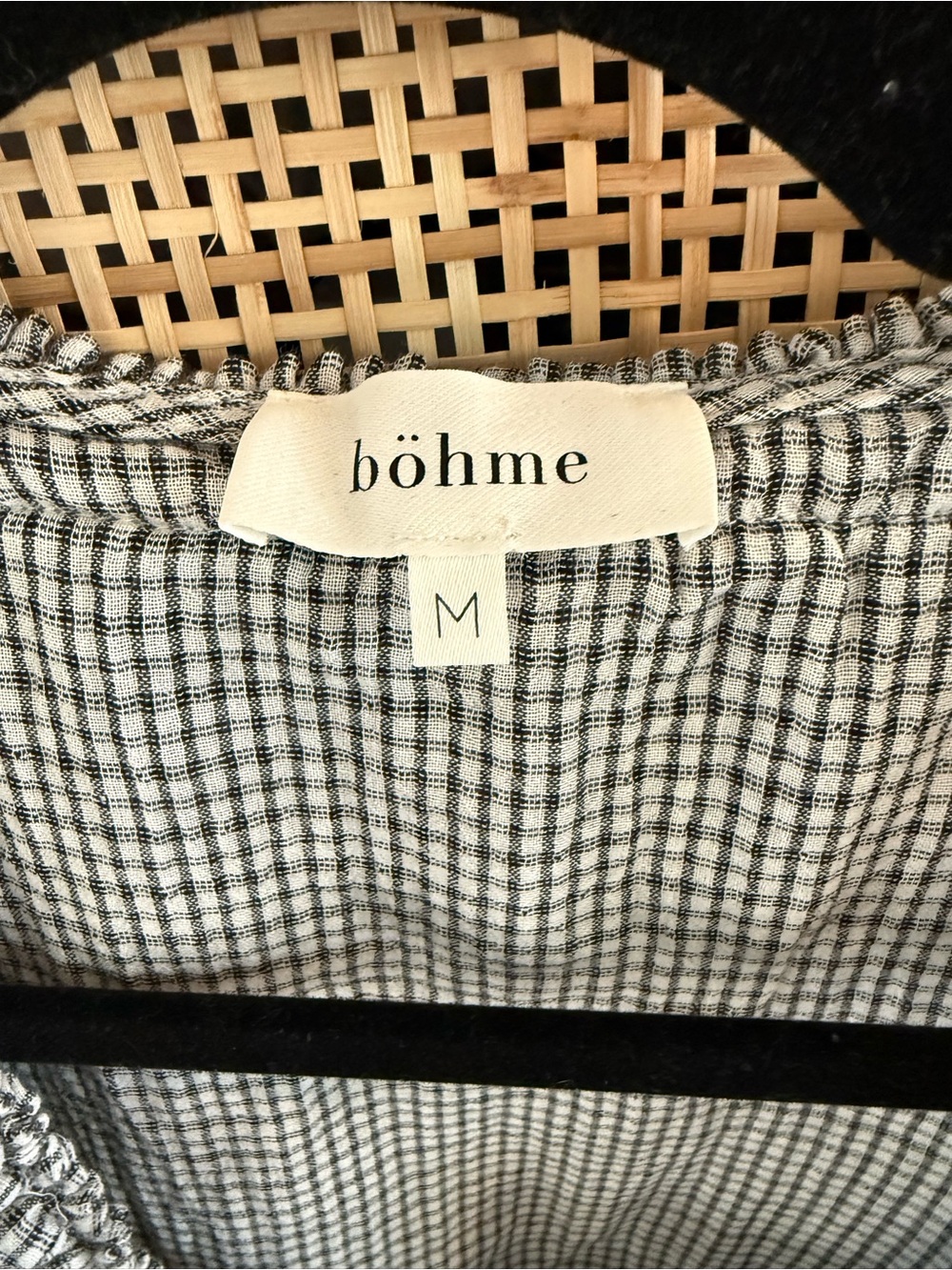 bohme Black & White Gingham Ruffle Tie-Neck Blouse - Picture 3 of 10